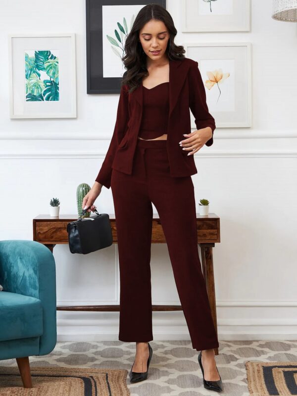 WOMAN BLEZER Cotton Lycra 3Pcs Set top, trouser and a blazer. - Image 7