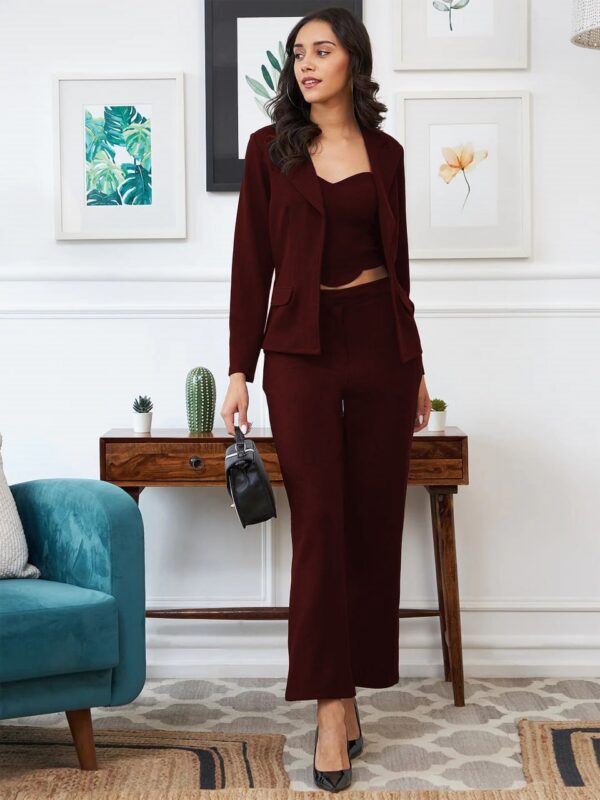 WOMAN BLEZER Cotton Lycra 3Pcs Set top, trouser and a blazer. - Image 4