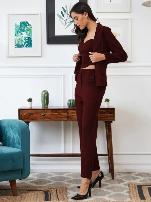 WOMAN BLEZER Cotton Lycra 3Pcs Set top, trouser and a blazer. - Image 5