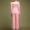 Neck Puff Sleeves Top With Bell Bottom Trousers - Image 3