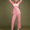 Neck Puff Sleeves Top With Bell Bottom Trousers - Image 4